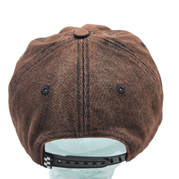 Vans Brown Denim Snapback Hat With Embroidered Orange Logo - Picture 6 of 12